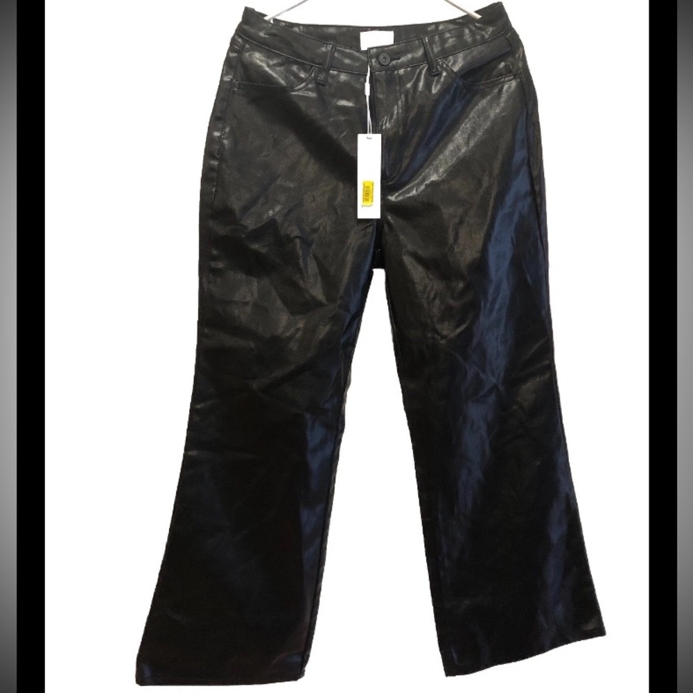 EVERY Brand Faux Leather Wide Leg Pants NWT Size 10 Cotton Pockets Dillards NEW